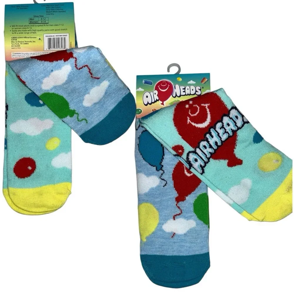 1x Airheads Candy Low Cut Novelty Adult Socks One Size 2 Pairs